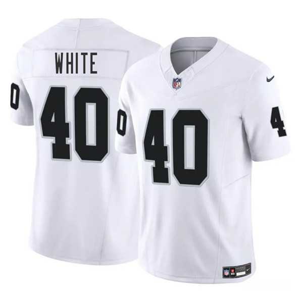 Men & Women & Youth Las Vegas Raiders #40 Devin White White 2025 F.U.S.E. Vapor Stitched Jersey
